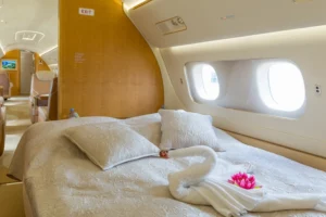 Bett im Privatjet